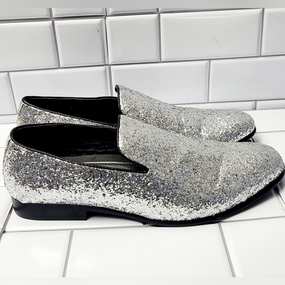 AMALI  Barnes Men’s Glitter Statement Loafer Oxford Shoe Size 10.5Color Silver main image 5